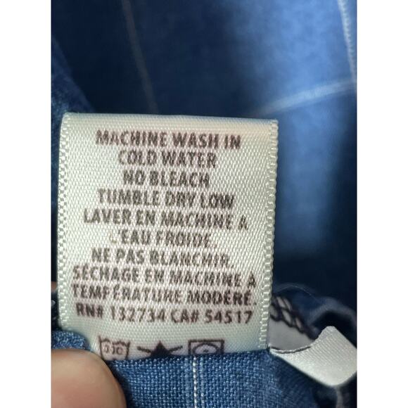 Anthropologie Cloth and Stone Button Front Shirt Top Plaid Blue Large V-Neck - Picture 5 of 5